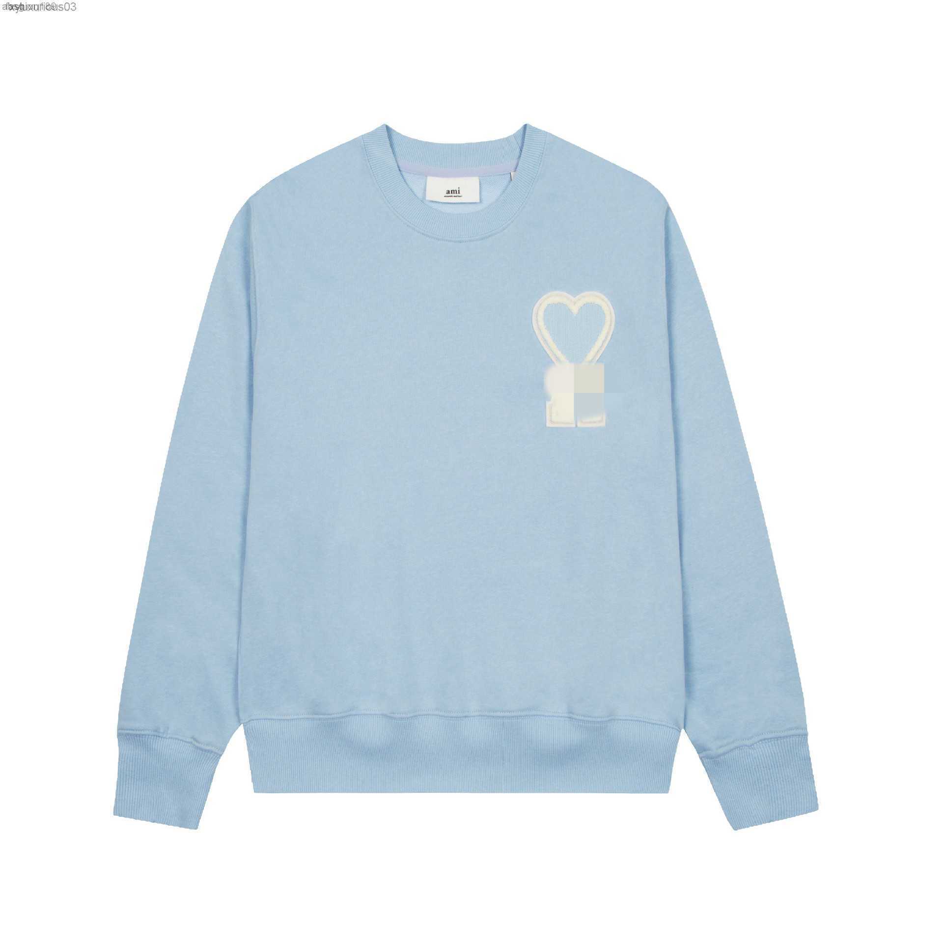 

Designer Amis Autumn Love Hoodies Embroidery Fashion Versatile Neck Cotton Sweater Simple Men' and Women' Long Sleeves Dy, 101 purple