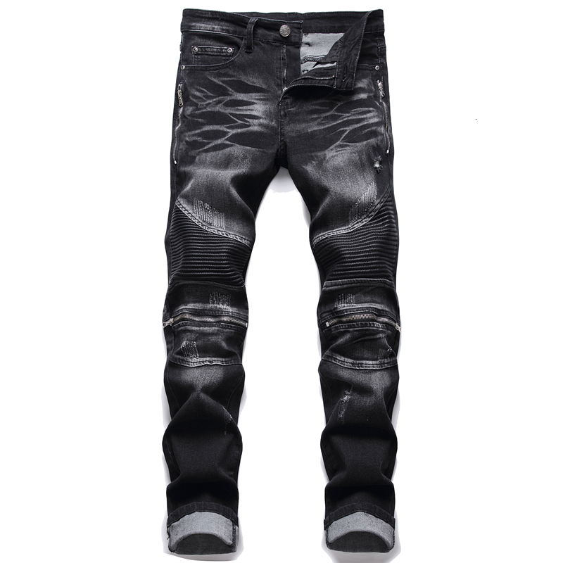

Men's Jeans High-quality Men Fashion Distressed Ripped Skinny Jeans Slim Fit Motorcycle Moto Biker Jeans Elastic Denim Hip hop Punk Jeans 230316, 577