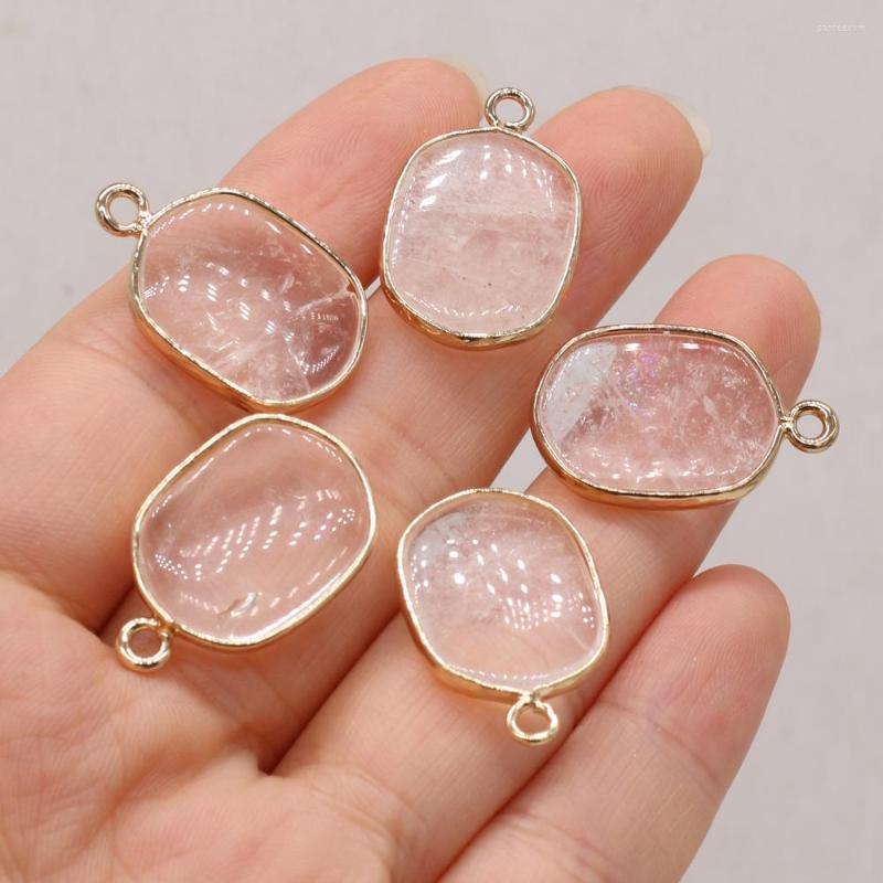 

Pendant Necklaces Natural Clear Quartz Charms Oval Gilt Edge Necklace For Jewelry Making DIY Earrings Accessories 16x25mm