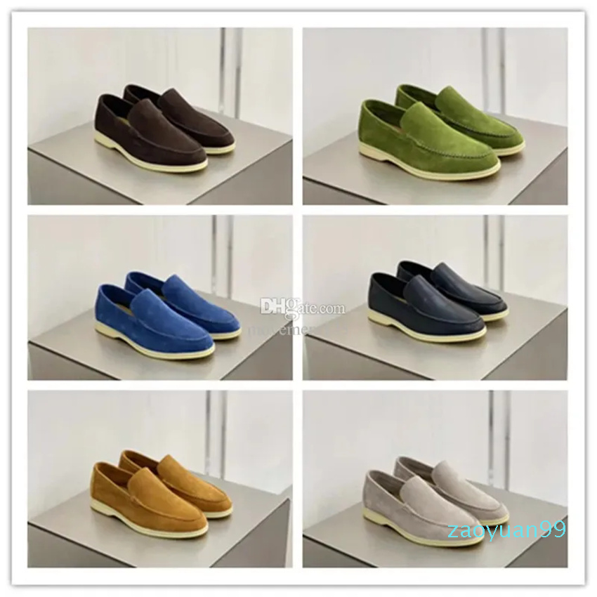 

Newst Luxury Designer Shoes Charms Embellished Walk Suede Loafers Couple Genuine Mens Leather Casual slip on flats for Men Sports Dress shoe 36-46
