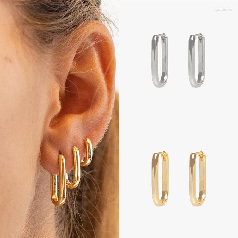

Hoop Earrings 1Pair Unique Design 18K Gold Plated Smooth Huggie For Women Fashion Geometry Cartilage Piercing Jewelry