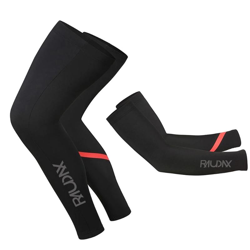 

Knee Pads Elbow & Team Raudax Warmer Leg Black UV Tection Cycling Arm Breathable Bicycle Running Racing MTB Bike Sleeves