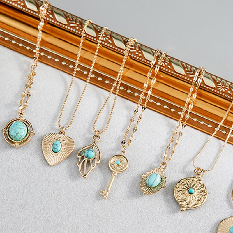 

Pendant Necklaces Bohemia Zircon Natural Stone Necklace For Women Vintage Stainless Steel Gold Plated Clavicle Chain Jewelry GiftsPendant