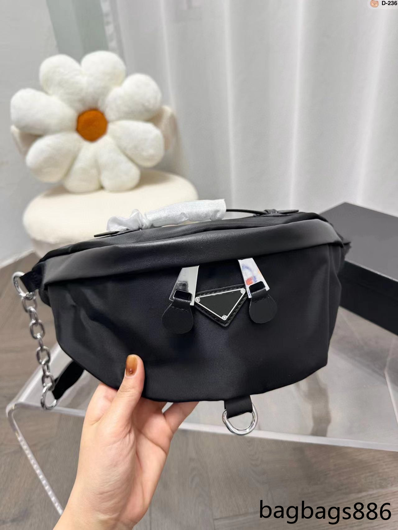 

Top luxury classic bag men and women of the nylon cross body purse quality unisex chest shoulder bag bag pocket wallet triangle letters fashion casual handbags, Black