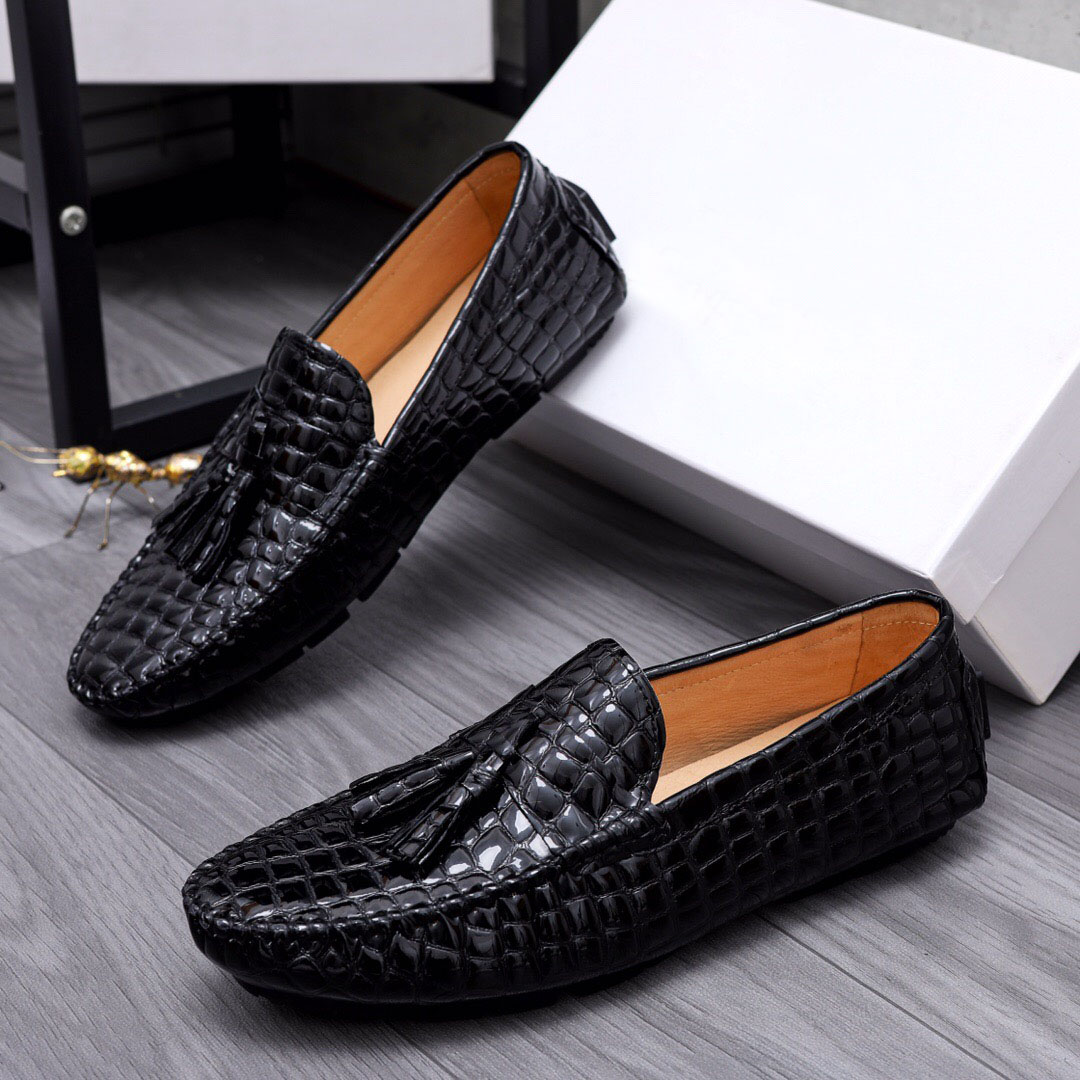 

2023 Mens Dress Shoes Fashion Business Casual Designer Loafers Men's Classic Slip-on Wedding Working Flats Size 38-44, Black