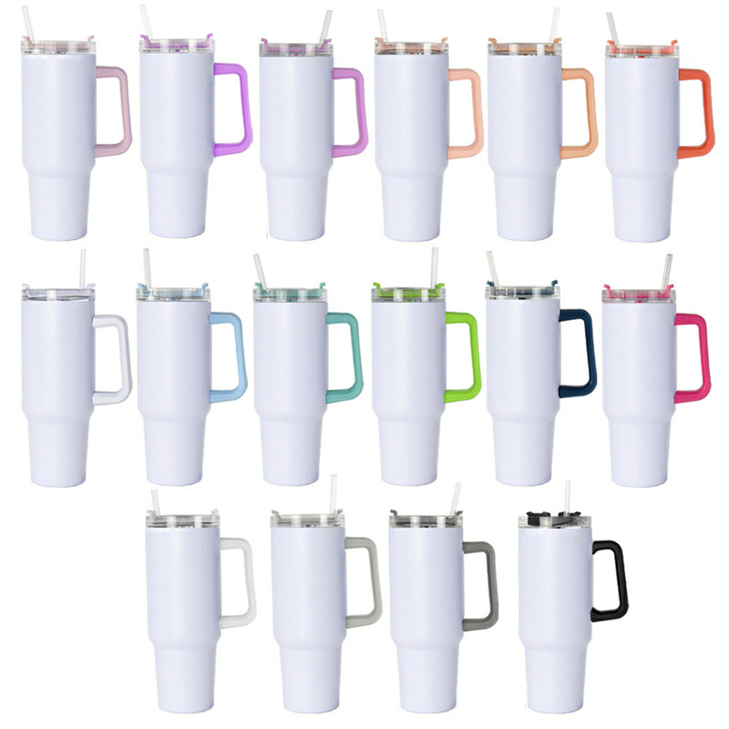 

40oz Sublimation Tumbler with Colored Handle Stainless Steel big capacity beer mug Insulated Travel Mug Keep Drinks Cold Travel Coffee Mug 20pcs/case, Mix colors(20pcs/case)