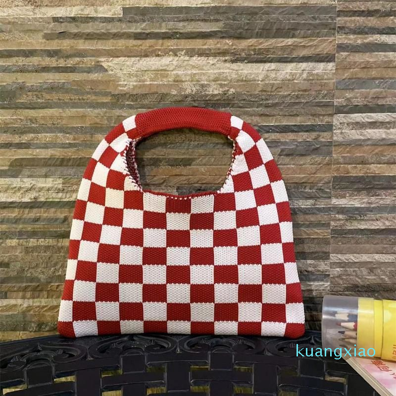 

Evening Bags Selling For Women 2023 Knitting Checkerboard Handbags Contrast Color, Black