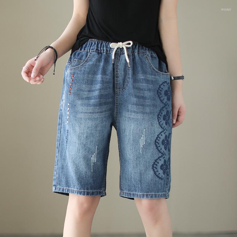

Women's Jeans 2023 Summer Denim Shorts Women Loose Knee Length Pants Femme High Waist Wide Leg WomanCasual Half Trousers, Figure color 13