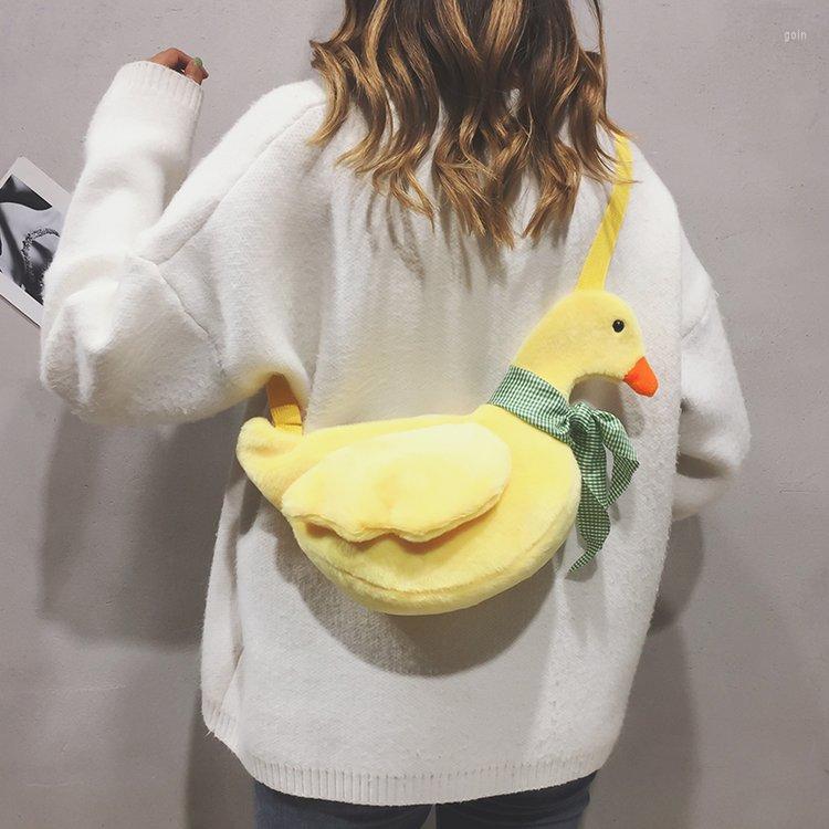 

Shoulder Bags Fashion Personality Cartoon Cute Plush Duck Women Messenger Bag Wholesale, White