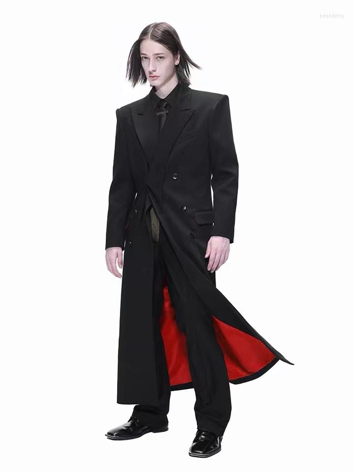 

Men's Suits -6XL 2023 Men's Clothing Catwalk Profiled Collar Silhouette Long Suit Coat Plus Size Costumes, Black