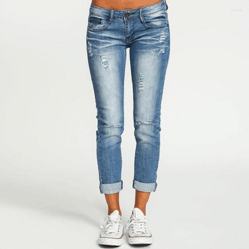 

Women' Jeans Denim Women' Versatile Hole Monk Show Thin Female Pants, Light blue