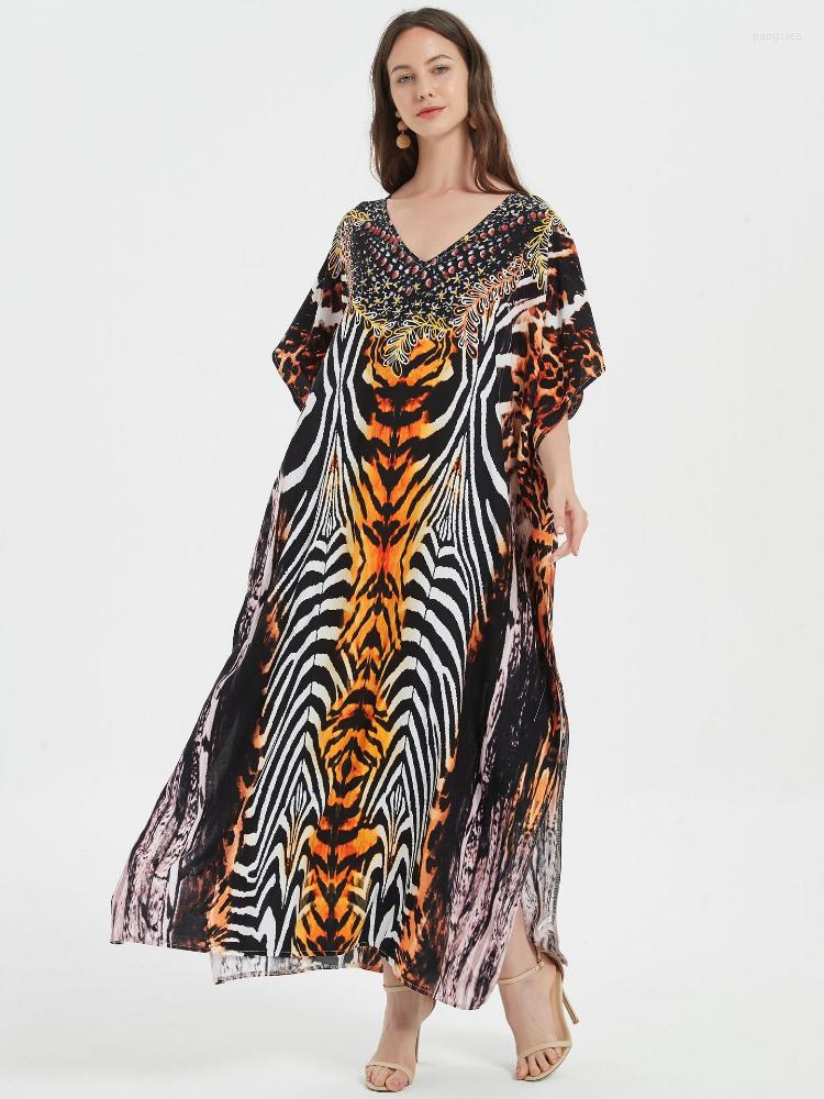

Women's Swimwear Cover Ups For Women Tiger Zebra Leopard Stripe Africa Printed Kaftans Bathing Suits Maxi Beach Dresses Factory Supply, Yellow leopard