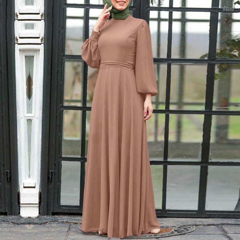 

Ethnic Clothing Eid Mubarak Muslim Ramadan Long Dress For Women Middle East Dubai Arab Islam Femme Robe Fashion Solid Loose Casual Kaftans