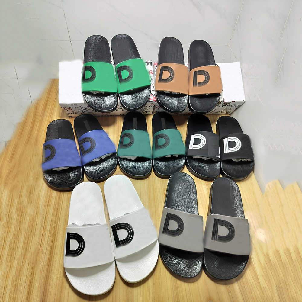 

Rubber Beachwear slippers man Calfskin Bianca slides Sandals with Millennials logo 35-46 leather-covered heel luxury designer comfort shoes