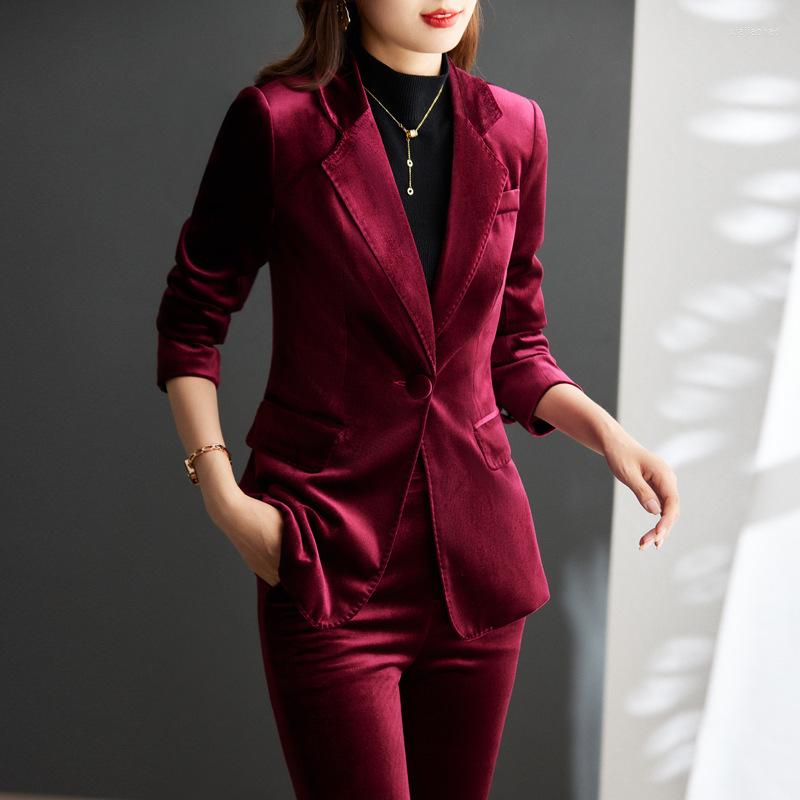 

Women's Two Piece Pants Business Suit For Women Autumn/Winter 2023 Fashion Advanced Style Wide Leg Casual Canary Two-piece, Blue coat