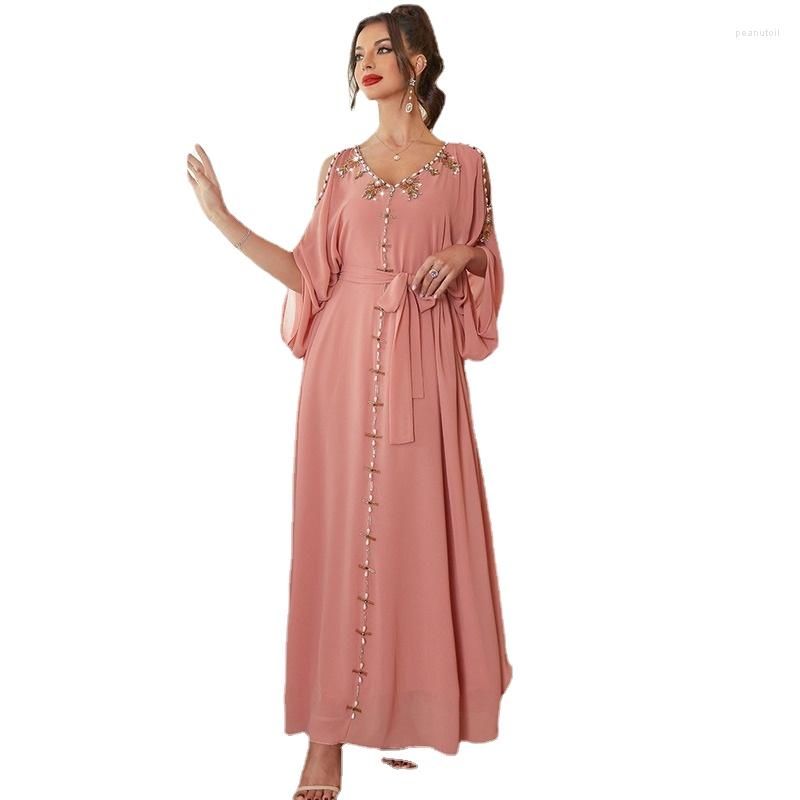 

Ethnic Clothing Eid Mubarak Moroccan Kaftan Abaya Women Diamonds Chiffon Off Shoulder Muslim Long Arabic Dress Arabian Dubai Party Gown