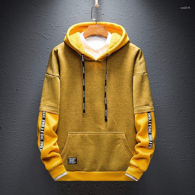 

Men's Hoodies Brin Wolf Mens Autumn Spring Fashion Casual Patchwork Sweatshirts Men Women Harajuku Yellow Hoodie Male, Khaki