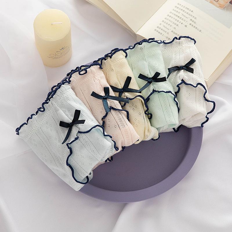 

Women's Panties Sweet Cute Cotton Women Bow Ruffles Mid-Waist Kawaii Underpant Thong Briefs Seamless Women's Underwear Lingerie 2023, Style1