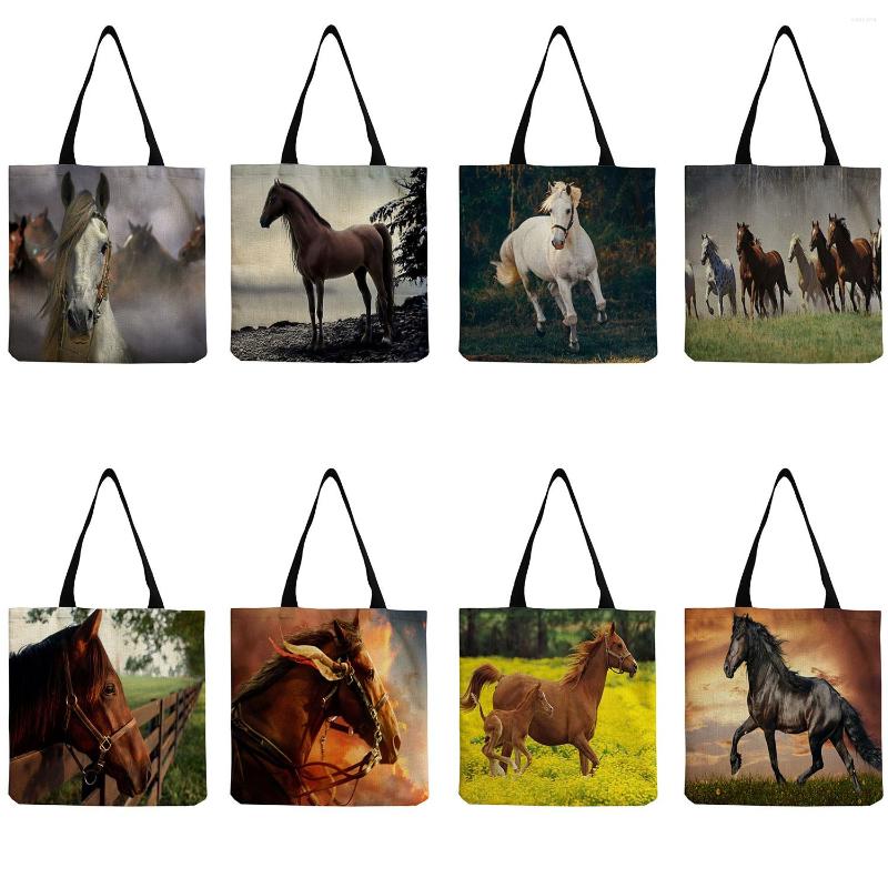 

Evening Bags Beach Bag Women's Shoulder Strap Handbag Eco Reusable High Capacity Tote Outdoor Travel Foldable Shopping Horse Print, Hm7673 horse bag