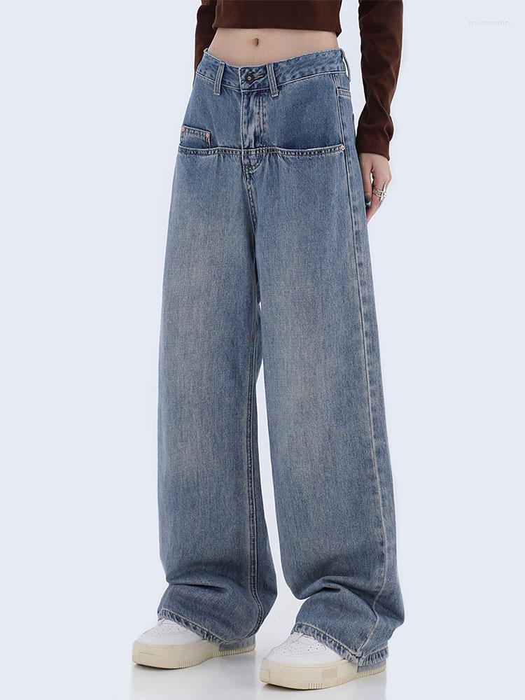 

Women' Jeans 2023 Autumn High Waist Blue Women Baggy Straight Leg Mom Casual Fashion Comfy Wide Trousers Tide Streetwear