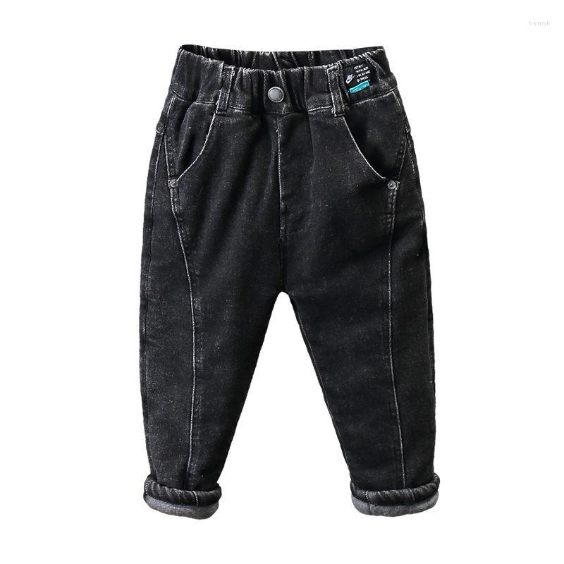 

Jeans Boys Solid Color Cotton Quilted Thermal Trousers Toddler Boy Fall Clothes Loose Casual Winter Baby Pants Brand Denim, Black-spring fall