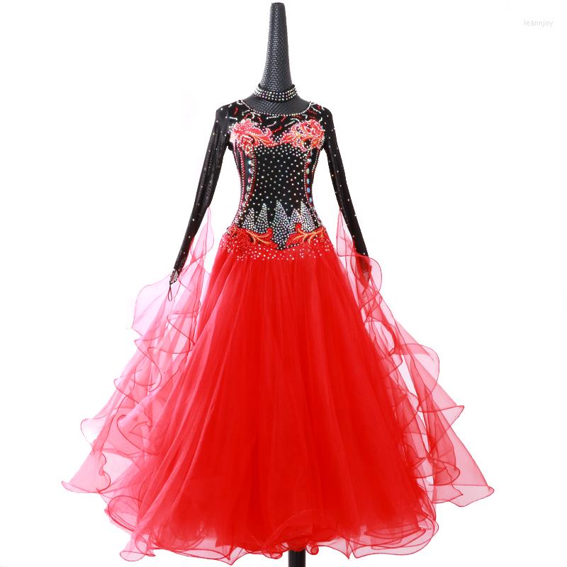 

Stage Wear 2023 Ballroom Dance Skirts Women Lycra Est Design Woman Modern Waltz Tango Dress/standard Competition Dress, Red