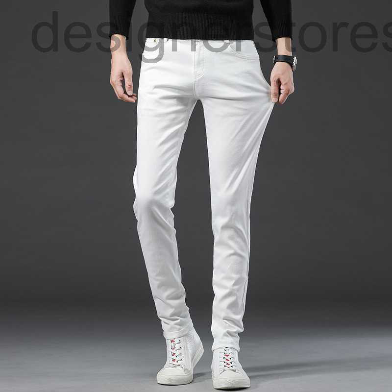 

Men's Jeans Designer Black and white spring summer new jeans men's slim elastic leg straight pants thin JD2J, Dw720 white
