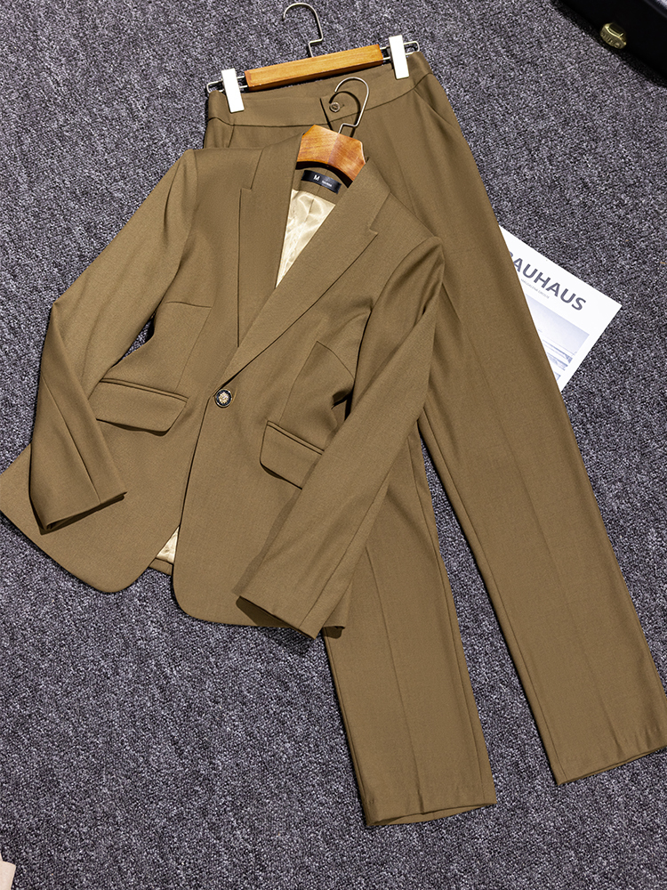 

Women's Suits Blazers High Quality Autumn Winter Ladies Pant Suit Navy Yellow Solid Formal Blazer And Trouser Women Business Work Wear 2 Piece Set 230316, Blue 2 piece set
