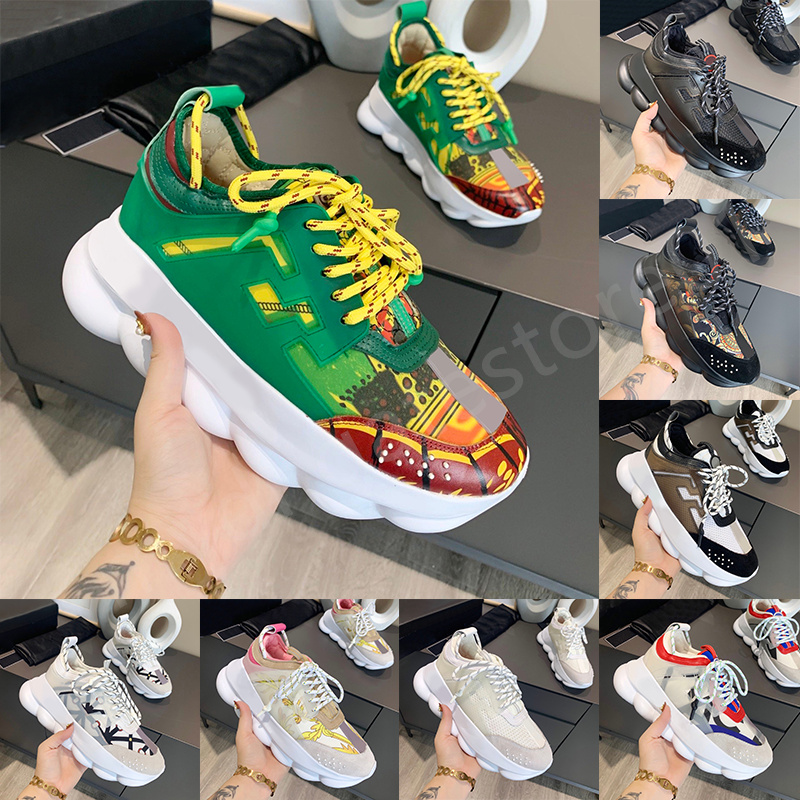 

Luxury Italy casual shoes top reflective chain reaction sneakers triple black white multi-color suede red blue yellow fluo tan sneaker men women designer trainers, #7- white university red