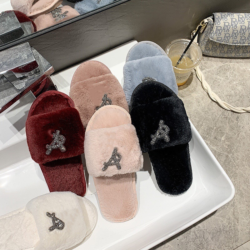 

Luxurys rhinestone YL Slippers diamond logo fur slides Women Paseo paris designer furry Flat Mule slides Fashion ladies fluffy platform Sandals Indoor shoes slider, Yslm3165