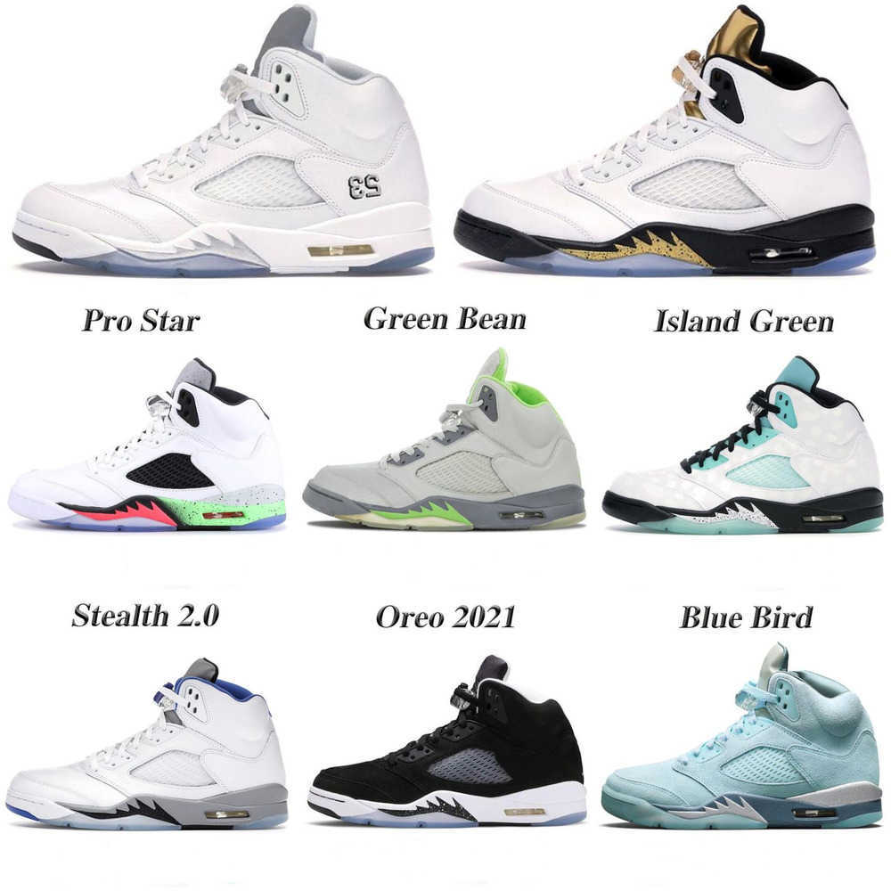 

jumpman 5s men basketball Shoes Stealth 2.0 Oreo Fire Raging Red Jade Horizon Blue bird Sail Racer Blue Metallic Green Bean Anthracite
