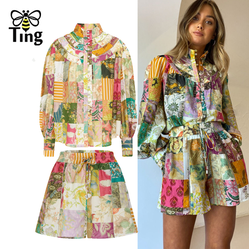 

Women's Two Piece Pants Tingfly Women Summer Fashion Shorts Pants Set Single Breasted Button Up Lantern Sleeve Blouses Elastis Waist Pants Outfits Set 230316, Green