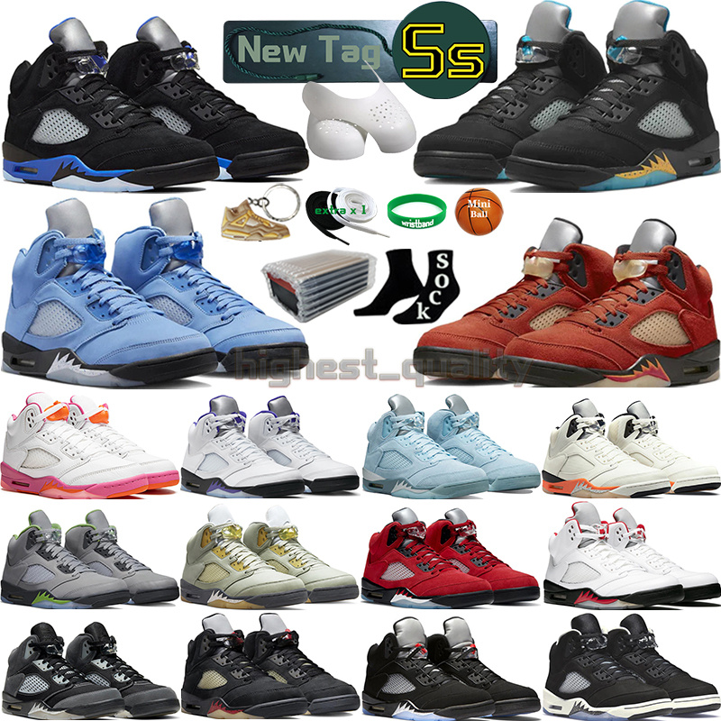 

5 Basketball Shoes for men women 5s Craft Aqua Concord UNC Green Bean Racer BlueBird Oreo Metallic Raging Fire Red We The Best Sail What The Mens Trainer Sports Sneakers, Color-18