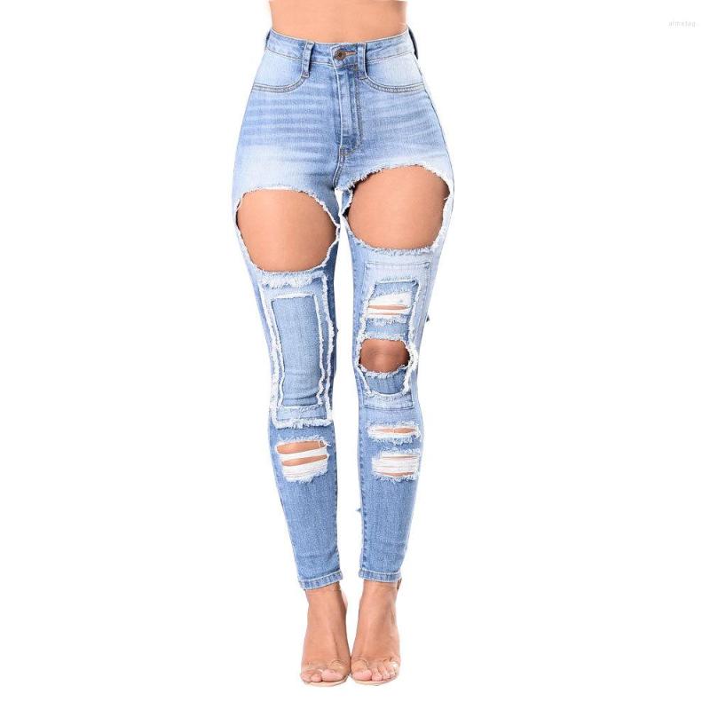 

Women's Jeans Ripped Blue Autumn Women's High-waist Fashion Stretch Skinny Pencil Pants Promotion Price
