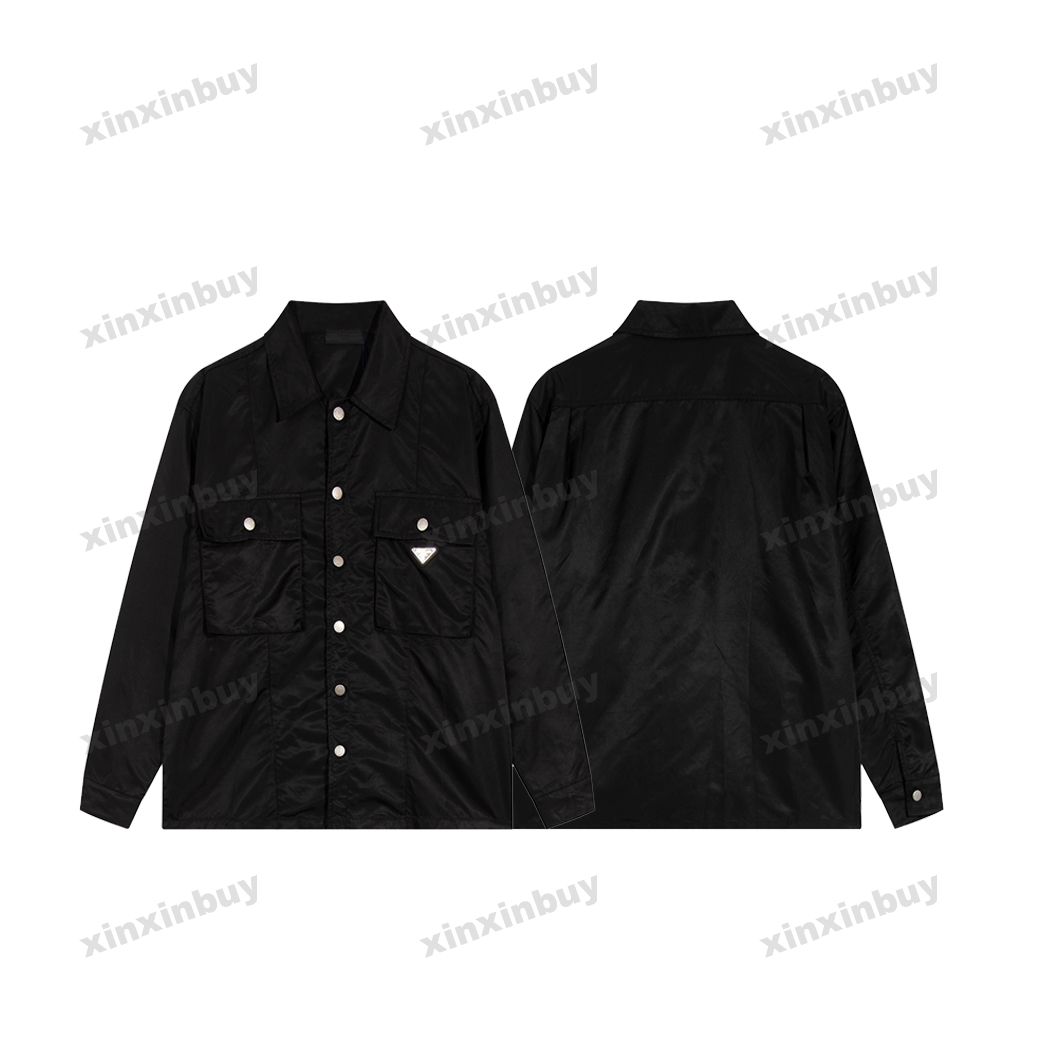 

xinxinbuy Men designer Tee t shirt 23ss Nylon Metal triangle label Multiple pockets short sleeve cotton women Black XS-2XL