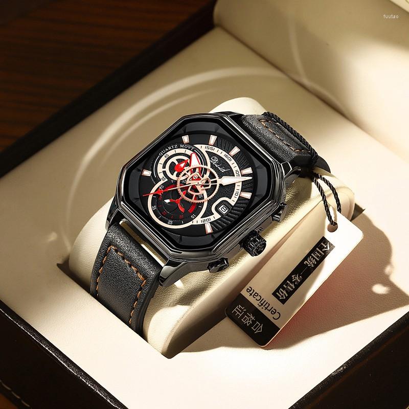 

Wristwatches 2023 Design Watches Fashion Quartz Square Mens Watch Luminous For Men Sports Luxury Original Wrist Montre Homme