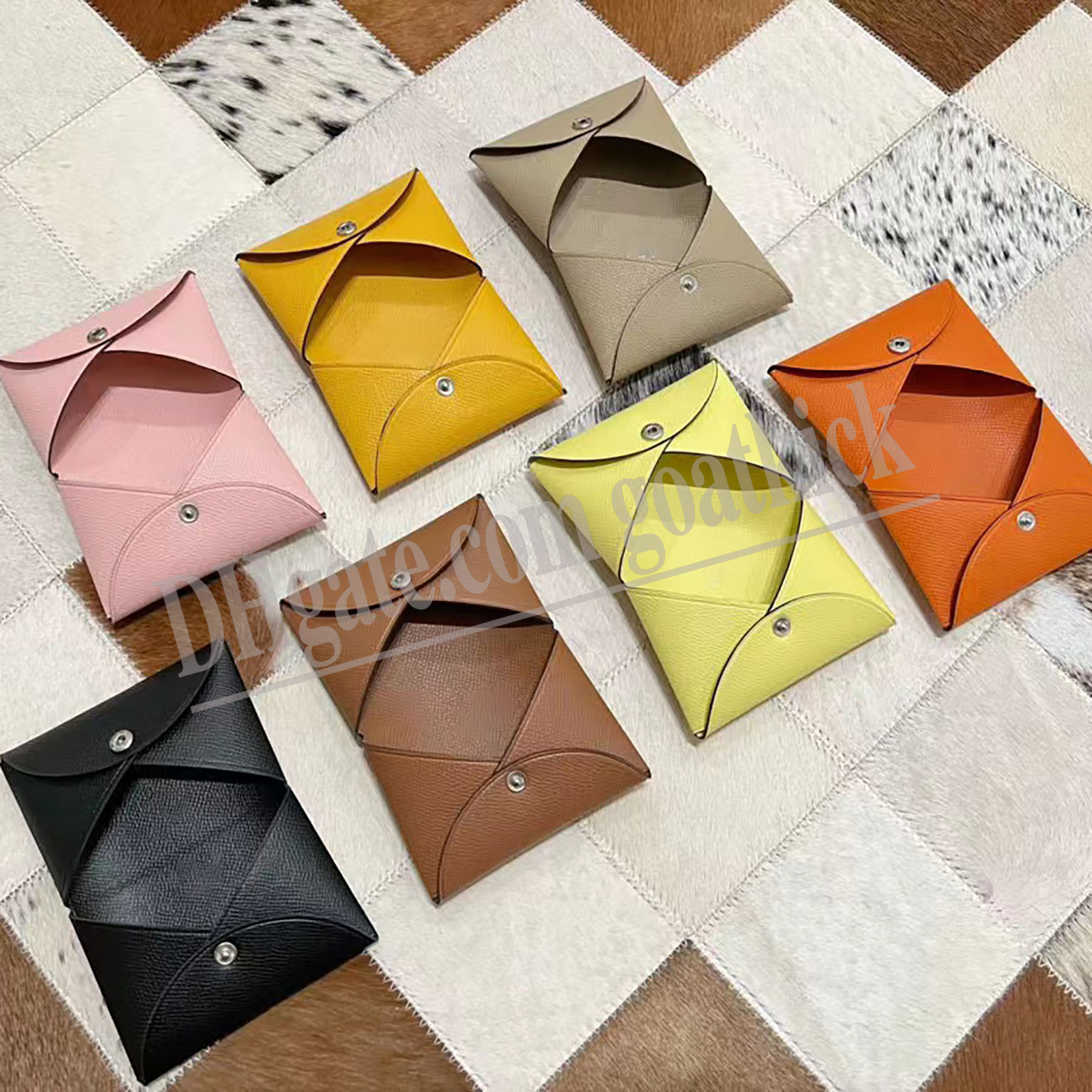 

Calvi Duo Compact Card Holder Classic Brand Wallets H Designer Passport Card Bag Woman Imported Epsom Leather Buckle Gogon Top Quality Mini Wallet Genuine Luxury