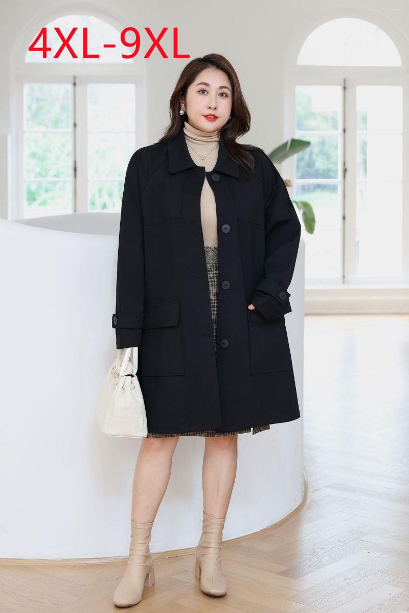 

Outerwear 2023 Ladies Autumn Winter Plus Size Tops For Women Large Long Sleeve Black Buttons Coat 4XL 5XL 6XL 7XL 8XL 9XL