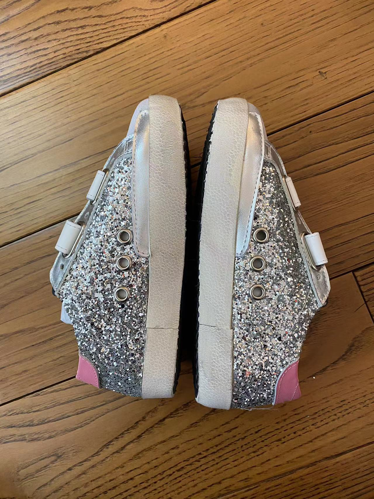 

Sneakers Children s and boys old colored sequin small dirty shoes breathable magic stickers low top casual children s 230310, Pink