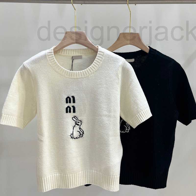 

Women' Knits & Tees designer 23 Spring and Summer New Round Neck Embroidery Letter Knitted Short Sleeve Top Black White Two-color T-Shirt QGZW