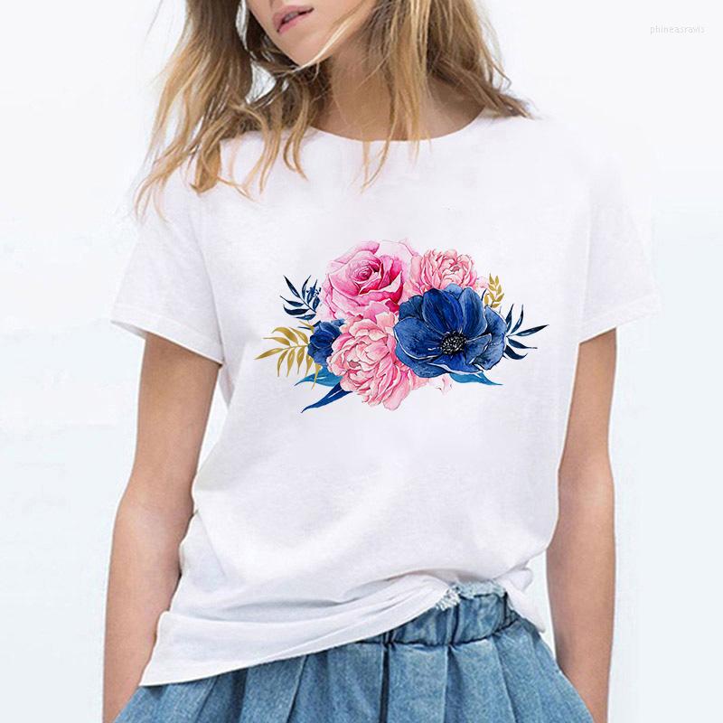 

Women' T Shirts Women T-shirts 2023 Aesthetic Flower Graphic Tshirts Ladies Fashion Tops Female Casual Tees Short Sleeve T-shirt, 25778