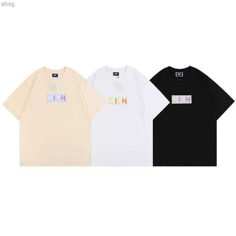 

Fashion Brand Luxury Kith Box Floral Print American Street Men and Women Loose Round Neck Commuting Summer Popular Short-sleeved T-shirt, White