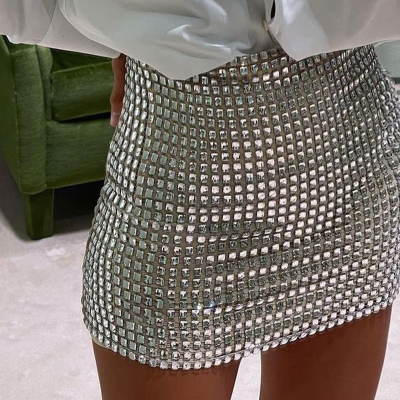 

Skirts BKLD Fashion Women Spring Solid Color Silver Sequin Stitching Casual Mesh Slim Bodycon Mini Skirt Sexy Club Outfits 230314, Beige
