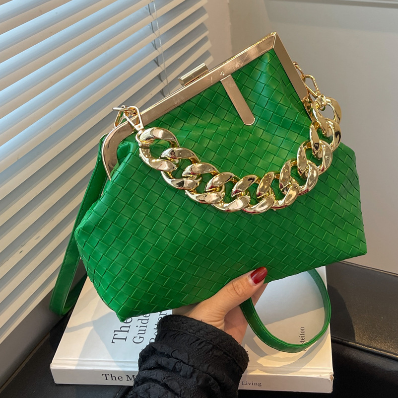 

Evening Bags Solid Color Trend Weaving Crossbody for Women Simple Clutch Female Party Handbags and Purses Lady Shoulder Bag 230316, Hot pink