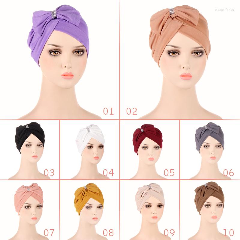 

Ethnic Clothing Women Muslim Turban Bowknot Islamic Inner Hijab Caps Twisted Headwrap Headscarves India Hats Female Musulman Turbante