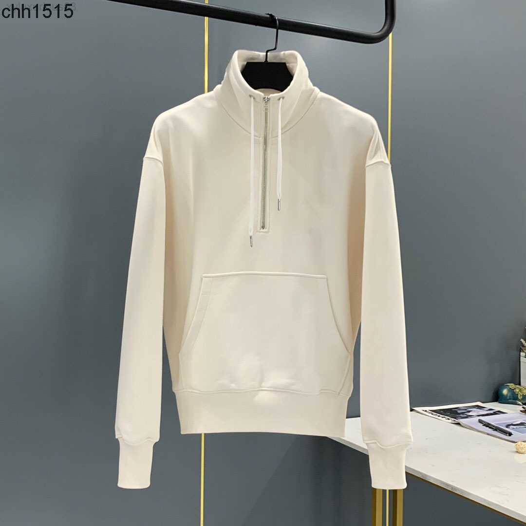 

2022 Autumn Love Embroidery Amis Half Zipper Stand Collar Loose Pullover Sweater for Men and Women, Creamy-white