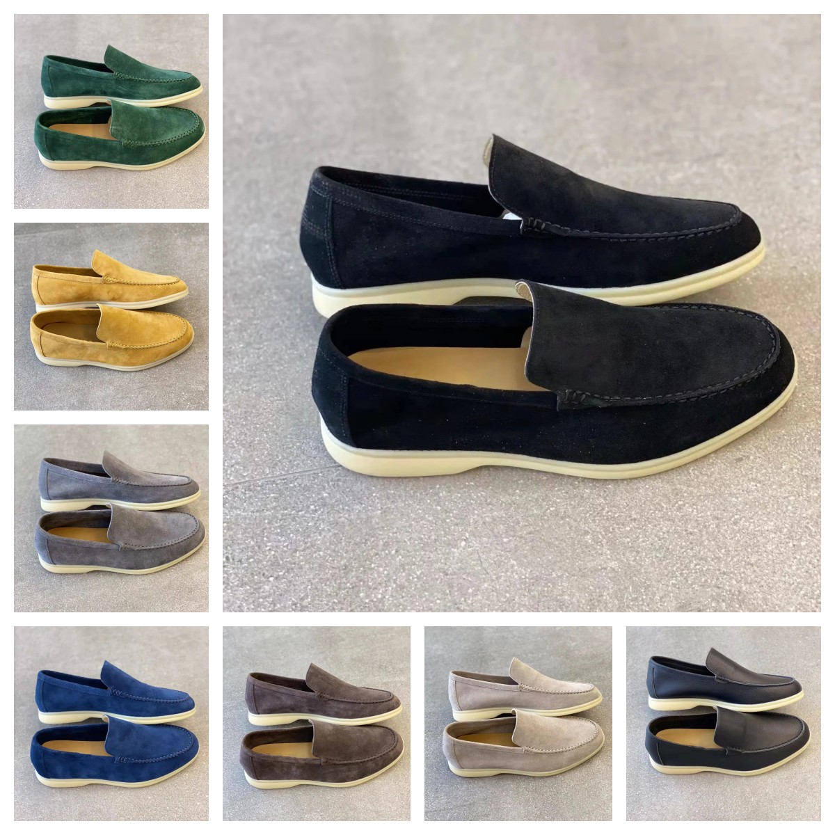 

Top Luxury Designer Shoes Summer Charms Embellished Walk Suede Loafers Couple Genuine Mens Womens Leather Casual slip on flats for Men Women flat Casual Shoes, 12