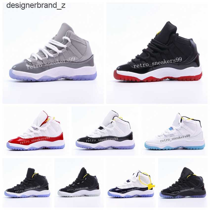 

2022 toddler designer Kids Shoes TD Cool Grey 11 XI Sneaker Concord Space Jam Metallic Silver Jumpman Snakeskin Bred Legend Blue Children 213I