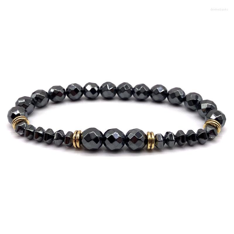 

Strand 2023 Vintage Bracelet Men Handmade Simple Mix Hematite Stone Bead For Jewelry Gift