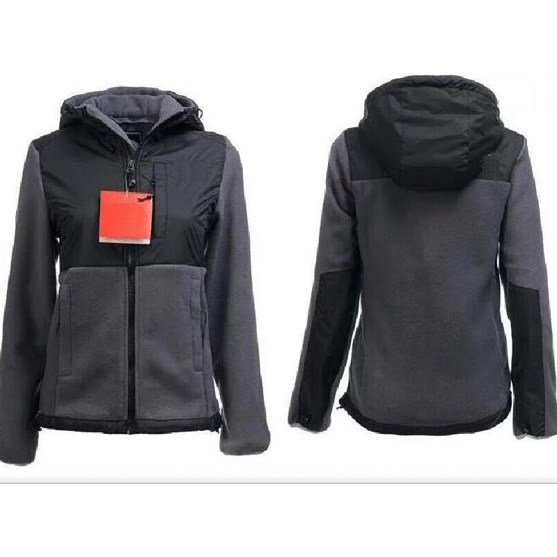 

Winter Women Fleece Hoodie Jackets Camping Windproof Ski Warm Down Coat Outdoor classic simple embroidery SoftShell Sportswear Large Breathable Clothing, Rose+gray white